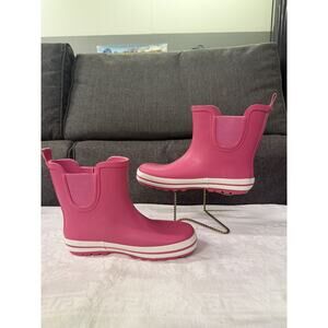 Girls Size 4 JCrew Pink Rubber Rain Boots, Women size 5.5